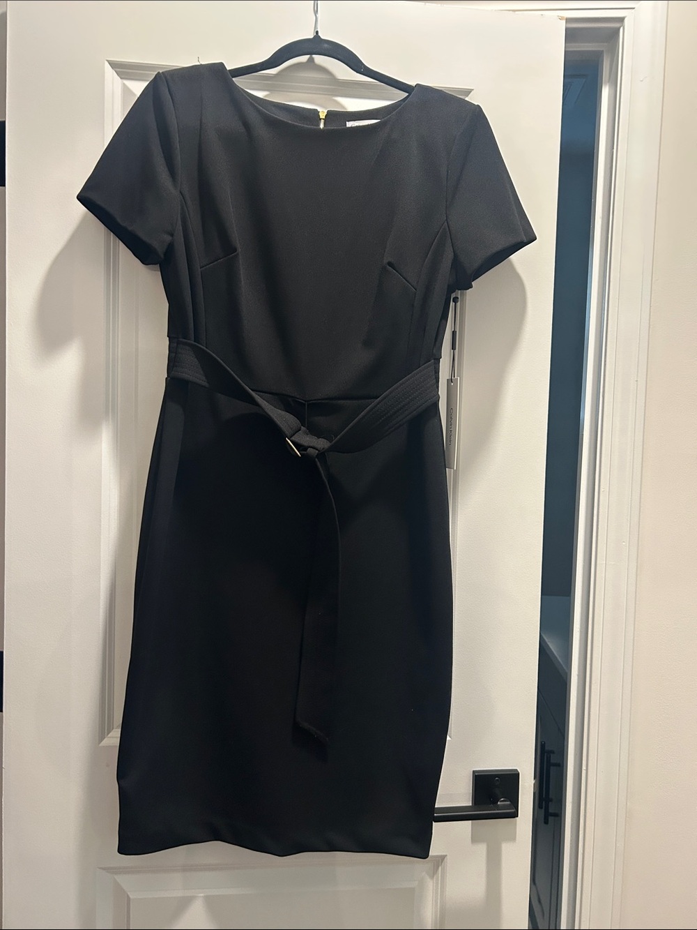 NWT Calvin Klein Black Belted Dress size 14 - Picture 2 of 10